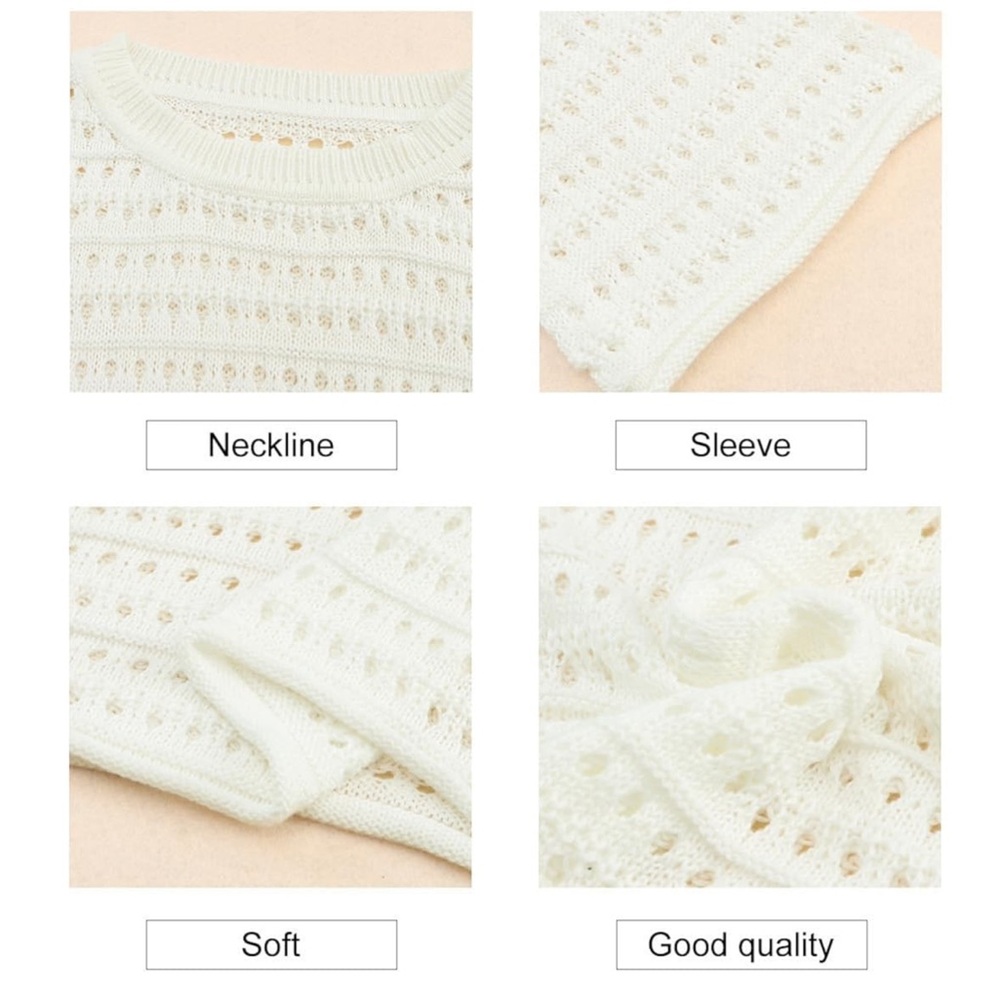 White Crochet Sweater Open Weave Cozy Cotton Blend Bell Sleeves Amazon NWOT - Picture 5 of 8